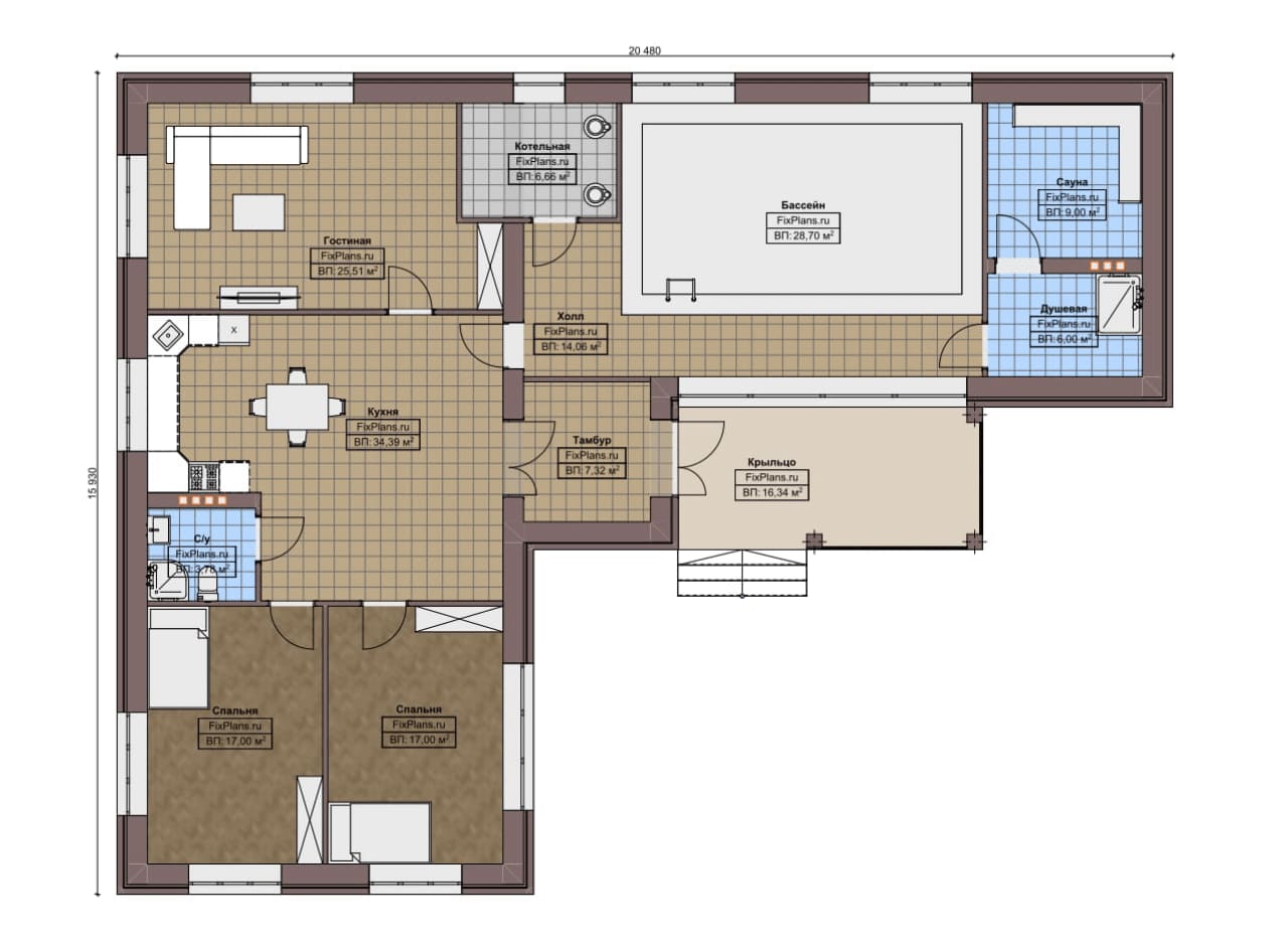 Планировка Одноэтажный дом F-7604