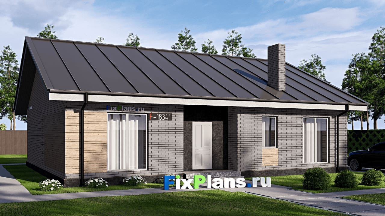Одноэтажный дом F-18341 — фасад