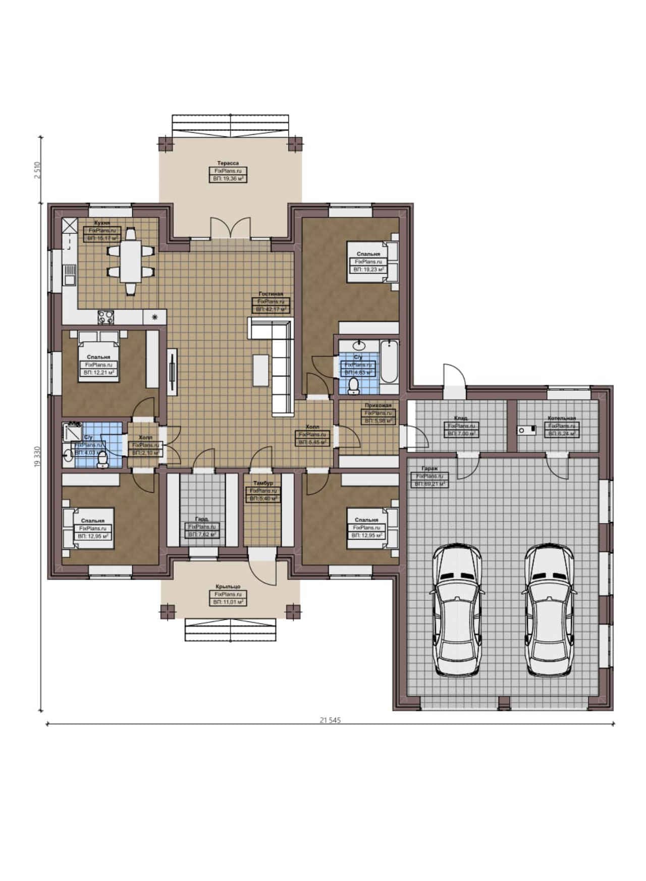 Планировка Одноэтажный дом F - 0674