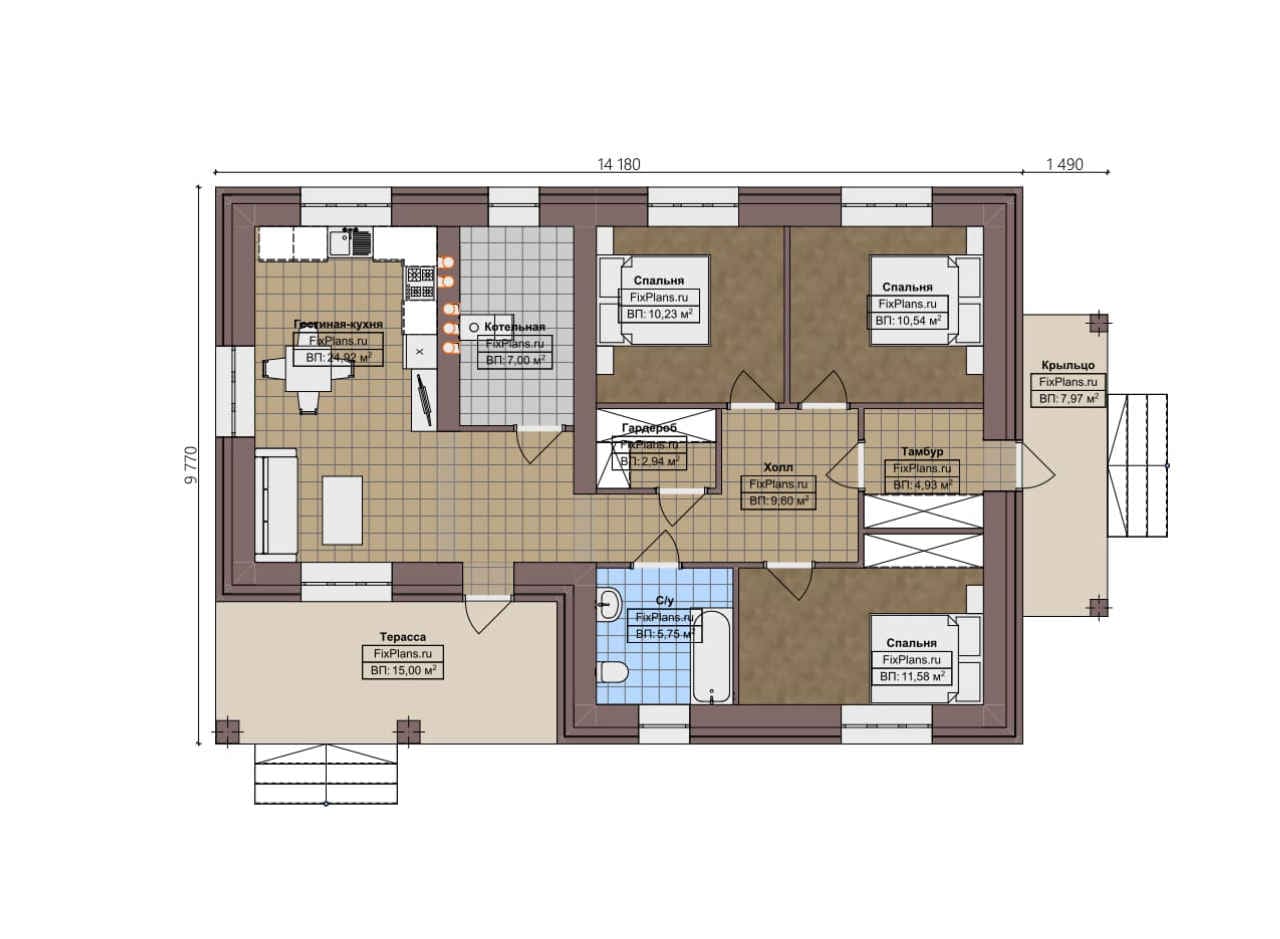 Планировка Одноэтажный дом F-4220